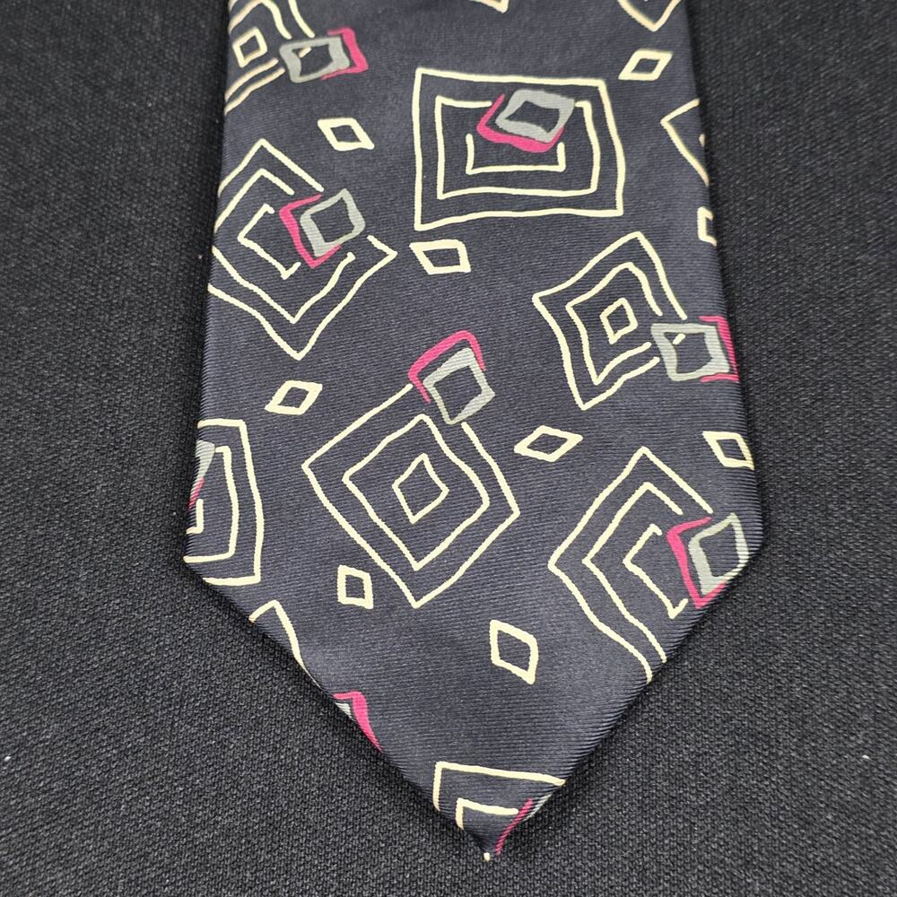 Milano Men's Navy Blue Geometric Silk Necktie